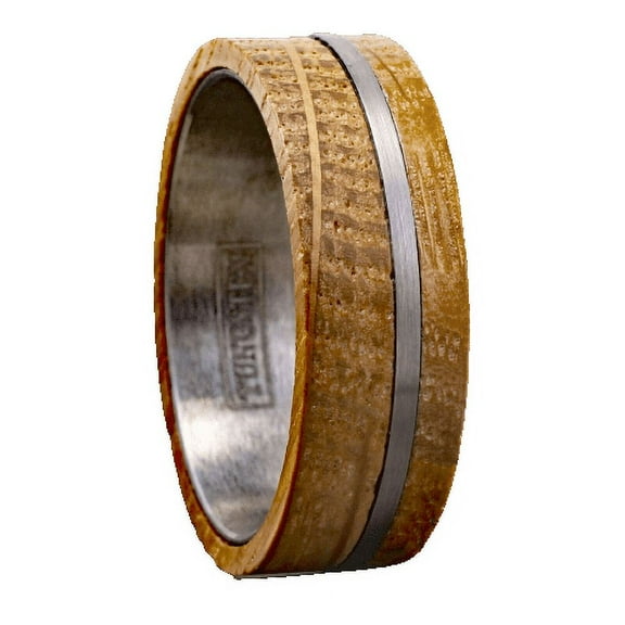 Tungsten Rings for Men Wedding Bands for Him Womens Wedding Bands for Her 8mm With Whiskey Barrel Wood Brushed Stripe