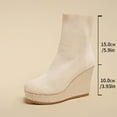 thumbnail image 4 of Platform Wedge Boots for Women Casual Stretch Knit Sock Booties Round Toe Slip on Fall Winter Ankle Boots High Heels White Size 8.5, 4 of 6