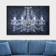 thumbnail image 2 of wall26 Framed Canvas Print Wall Art Navy Blue Pattern Crystal Chandelier Decorative Lights Digital Art Realism Contemporary Chic Relax/Calm for Living Room, Bedroom, Office - 16"x24" Black, 2 of 5
