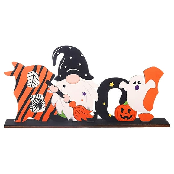 BinKFF Halloween Table Signs Decorations, Ghost Pumpkin Bat Wooden Table Decor, Boo Spooky Happy Halloween Rustic Signs for Home Centerpiece Tabletop Tiered Tray Trick or Treat