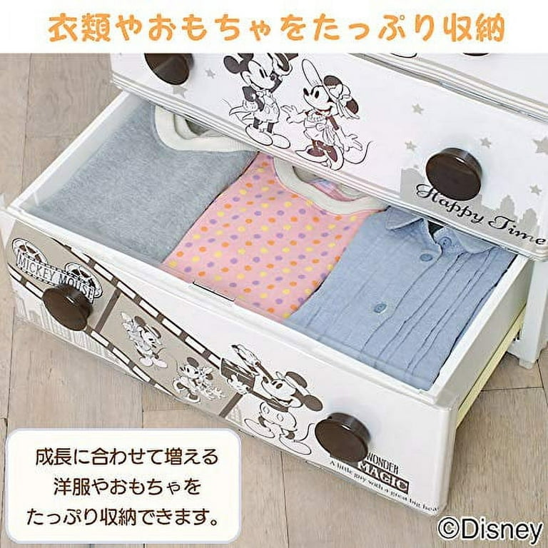 Iris Ohyama Storage Chest Mickey 4 Tiers Finished Product Made in Japan  Kids Width 55 x Depth 43 x Height 81 cm CHG-T554