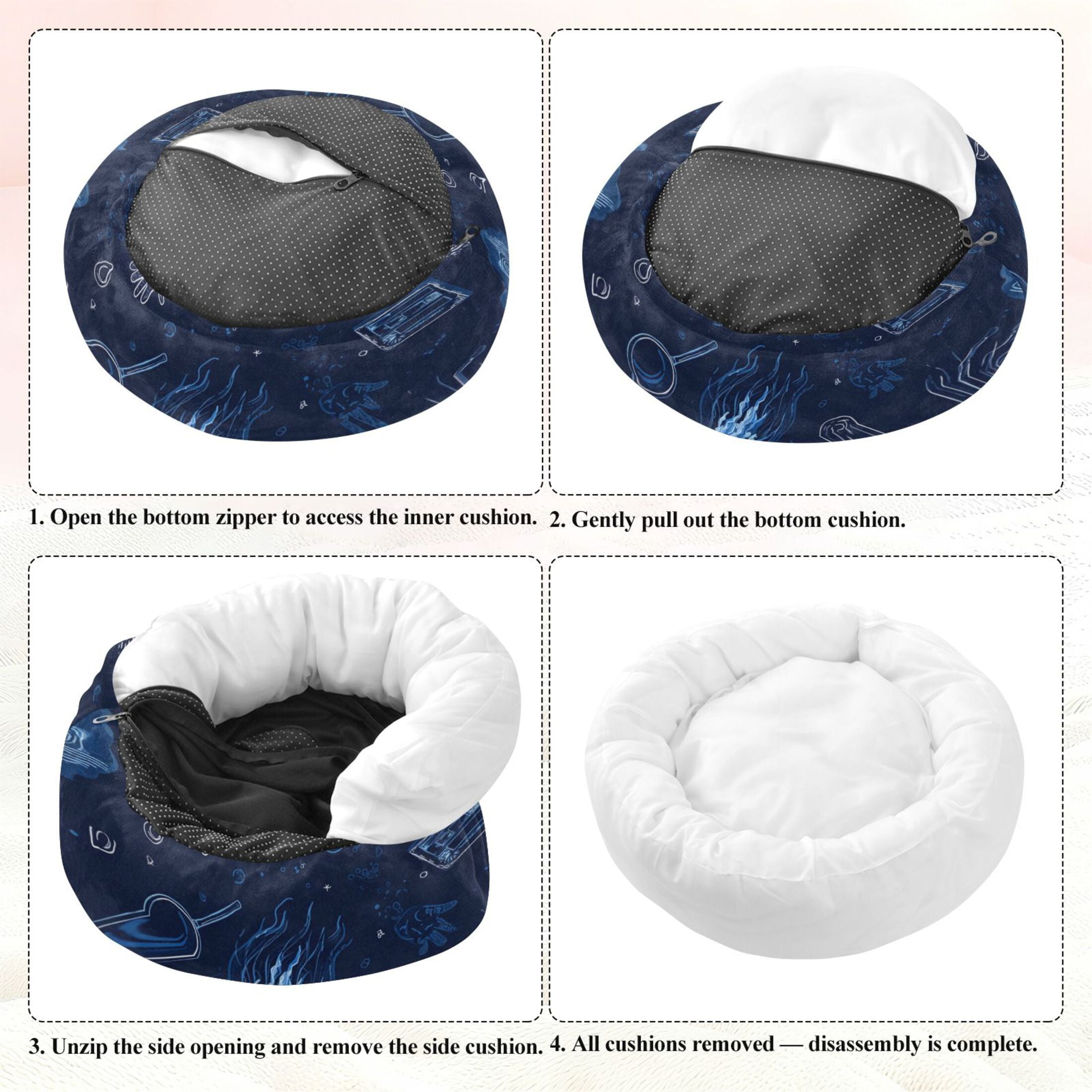Iauyy Pet Couch Donut Cat Bed for Indoor Cats/Small Dogs Washable & Machine with Non-slip Bottom Calming Cat Furniture, Upward Jellyfish (M)