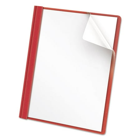 Clear Front Report Cover, Prong Fastener, 0.5" Capacity, 8.5 X 11, Clear/red, 25/box | Bundle of 2 Boxes