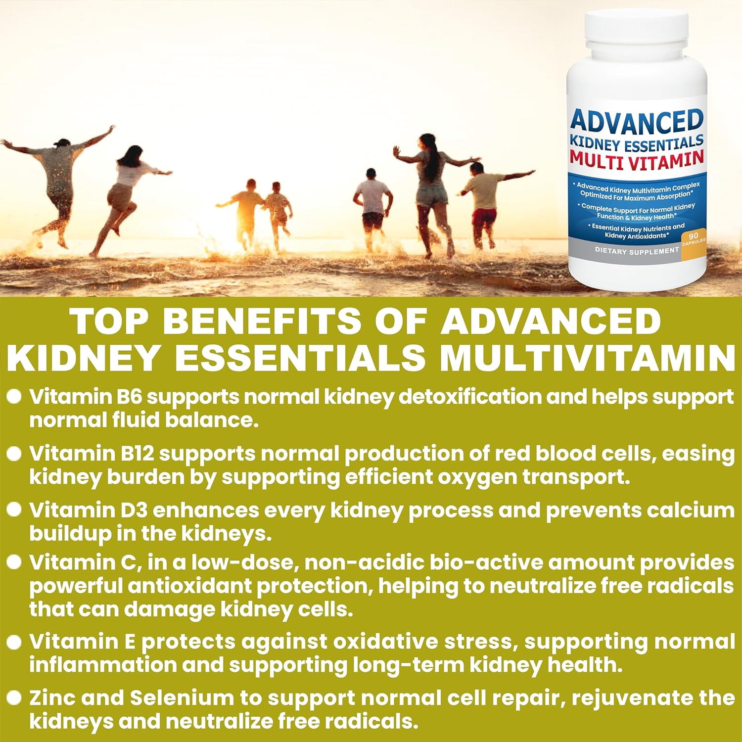 Advanced Kidney Essentials Multivitamin – Kidney Health Supplement, 90 Caps