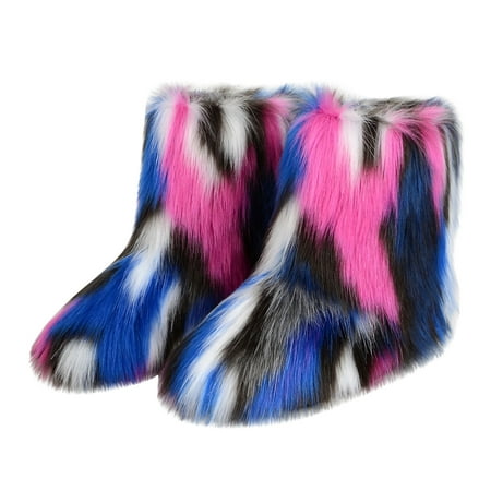 

Stamzod Women s Faux Fluffy Boot Fuzzy Fluffy Short Snow Boot Clearance Women s Fashion Color Imitation Animal Boots Plus Cashmere Boots Snow Boots Navy 37