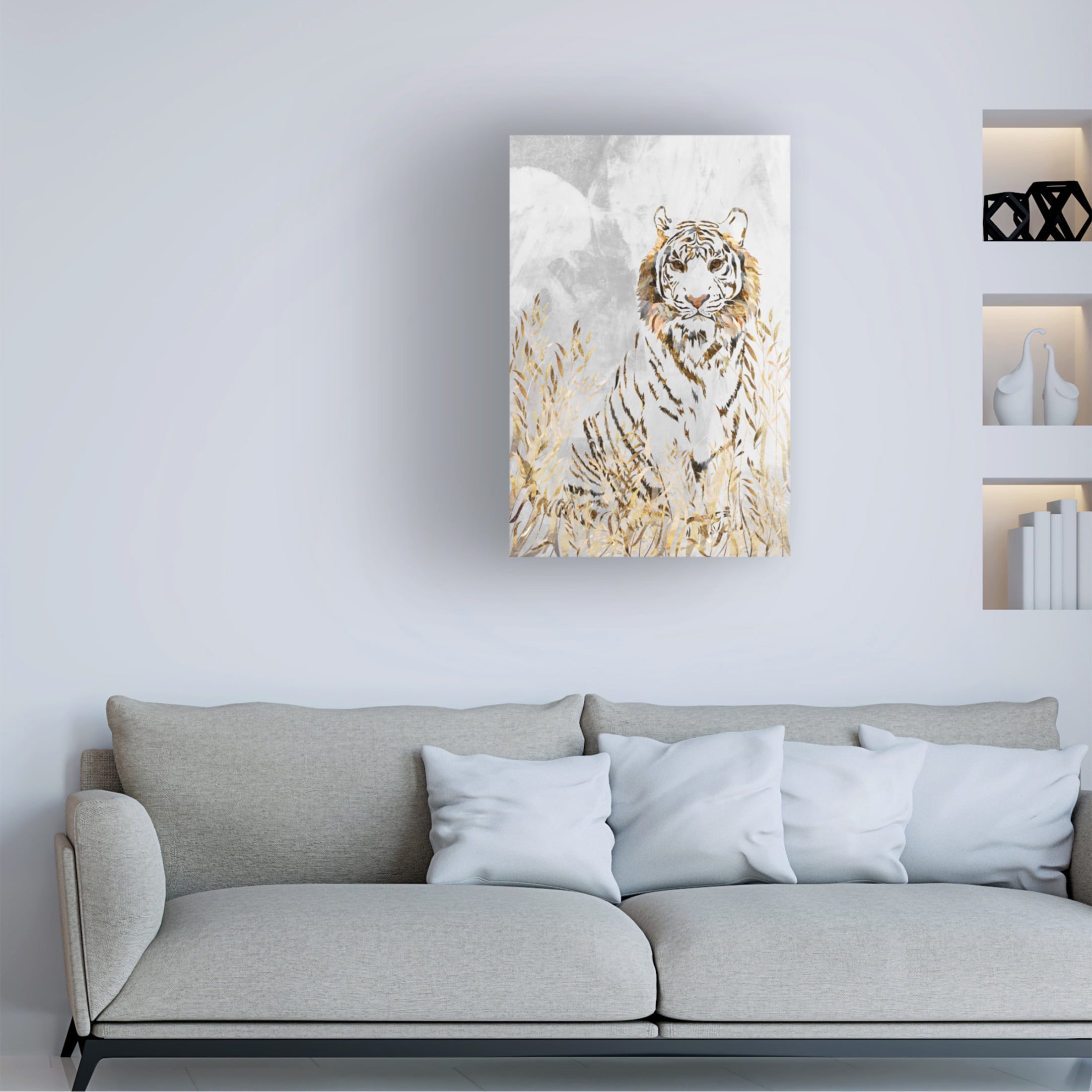 Trademark Fine Art Sarah Manovski Golden Tiger in the leaves Canvas Wall Art