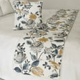 thumbnail image 4 of King / Queen / Twin Blue & Ivory Decorative Queen 74"x18" Bed Runner WITH Pillow Cover, Bird, Pearl & Quilted Bed Scarf on Linen fabric - Vintage Birdena, 4 of 4
