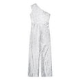 thumbnail image 5 of vastwit Kids Girls Wide Leg Jumpsuit Sequin Sleeveless One Shoulder High Waist Party Romper Playsuit Silver 14, 5 of 7