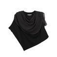 thumbnail image 1 of Base Mark Women's Black Chiffon Wrap Irregular Tee T-Shirt - S, 1 of 2