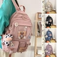 thumbnail image 2 of Mochila escolar kawaii TANGJMXG con Accesorios de alfiler y colgante de peluche, 2 of 5