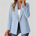 thumbnail image 2 of UDAUDU Blazer for Women Business Casual Double Breasted Long Sleeve Slim Fit Office Suit Jackets Work Outfits Blue 2XL, 2 of 7