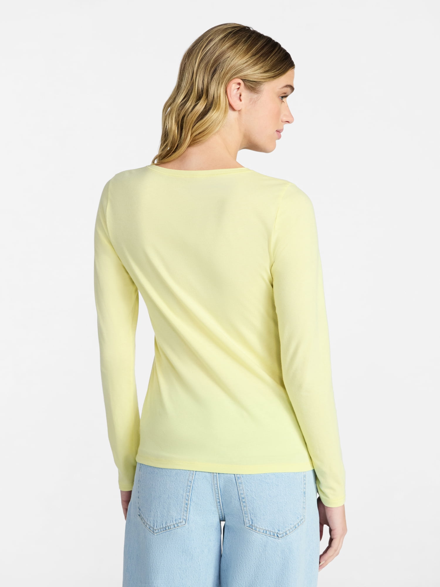 No Boundaries Crewneck Tee with Long Sleeves, Women's & Women's Plus XXS-4X
