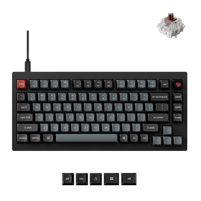 Teclado mecánico Keychron V1 8K 75% con cable, switches marrones, RGB