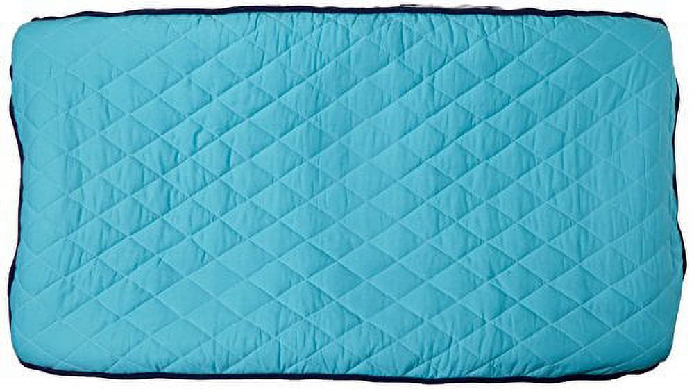 Bacati - Liam Aztec Quilted Top 100% Cotton Percale with Polyester Batting Diaper Changing Pad Cover, Solid Aqua/Navy