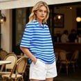 thumbnail image 4 of Dresfit Polo Shirts Womens Striped Button Down Golf Shirts Summer 2026 Short Sleeve Back To School T Shirts Solid Loose Regular Fit Tennis Tops 2XL, 4 of 5