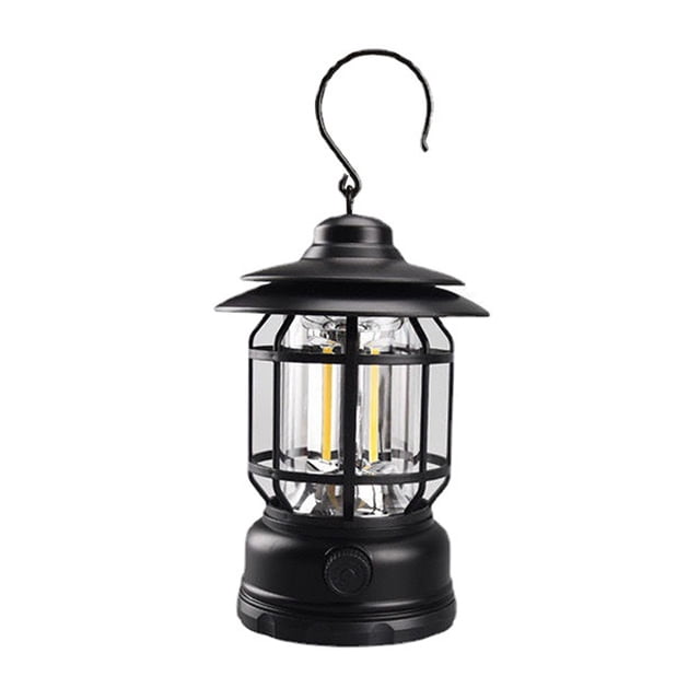 Toystoory Linterna para exteriores, jardín, Patio, colgante, senderismo, tienda continua, luz portátil, superbrillante, para Picnic, césped, Iluminación y accesorios Negro