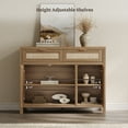 thumbnail image 5 of SICOTAS 43.5"W Large  Rattan Sideboard Buffet Cabinet with 3  Doors & 2 Drawers – Oversized Boho Storage Credenza Cabinet with Adjustable Shelves for Living Room, Entryway, Kitchen,Natural Oak, 5 of 7
