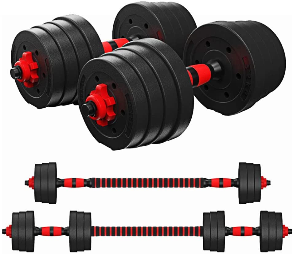 Totall 66 LB Weight Dumbbell Set Cap Gym Barbell Plates Body Workout Adjustable 