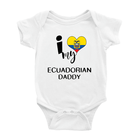 

I Heart My Ecuadorian Daddy Ecuador Love Flag Newborn Baby Bodysuits (White 18-24 Months)