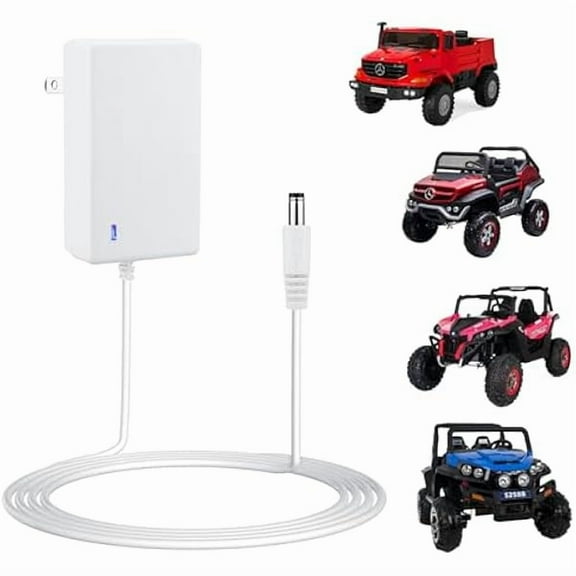 WNiMa3 24V Charger for Kids Ride On Cars, Battery Charger for Ride On Toys, Charging Cable with Indicator Light, White, 6.0 ft