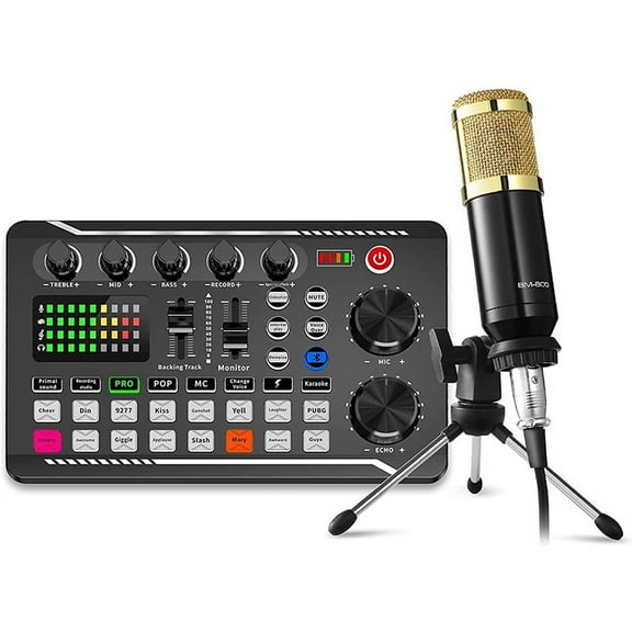 Podcast Equipment Bundle, Sound Card Microphone (120KHz/24 Bit) and Professional Auk2111