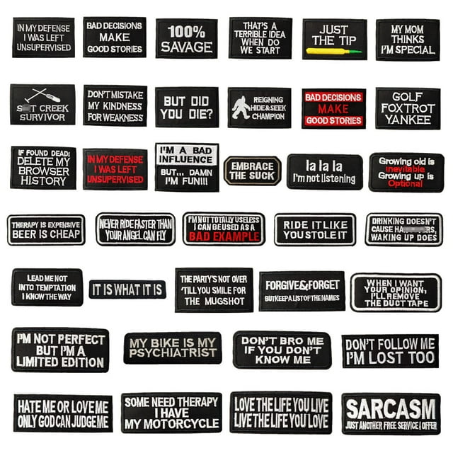 Logotipo Iron On Patch CDZyzh con frases divertidas para ropa, 36 unidades