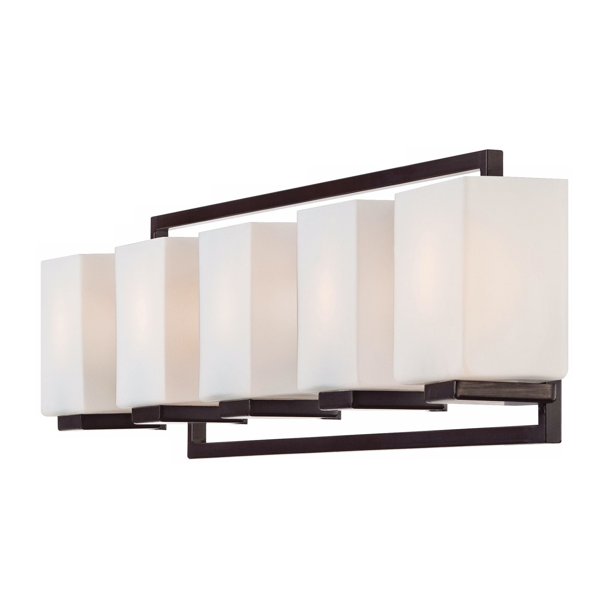 Possini Euro Design Lighting on the Square Modern Wall Light Bronze Hardwire 37" 5-Light Fixture Opal Glass Shade for Bedroom Bathroom Vanity Home