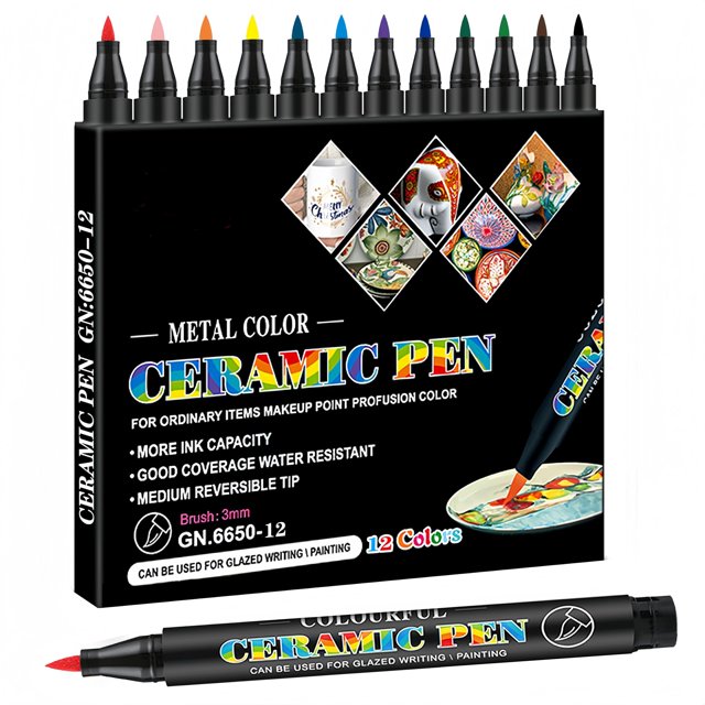 Bolígrafos de cerámica LMMINBZ, 12 colores, impermeables y de secado rápido