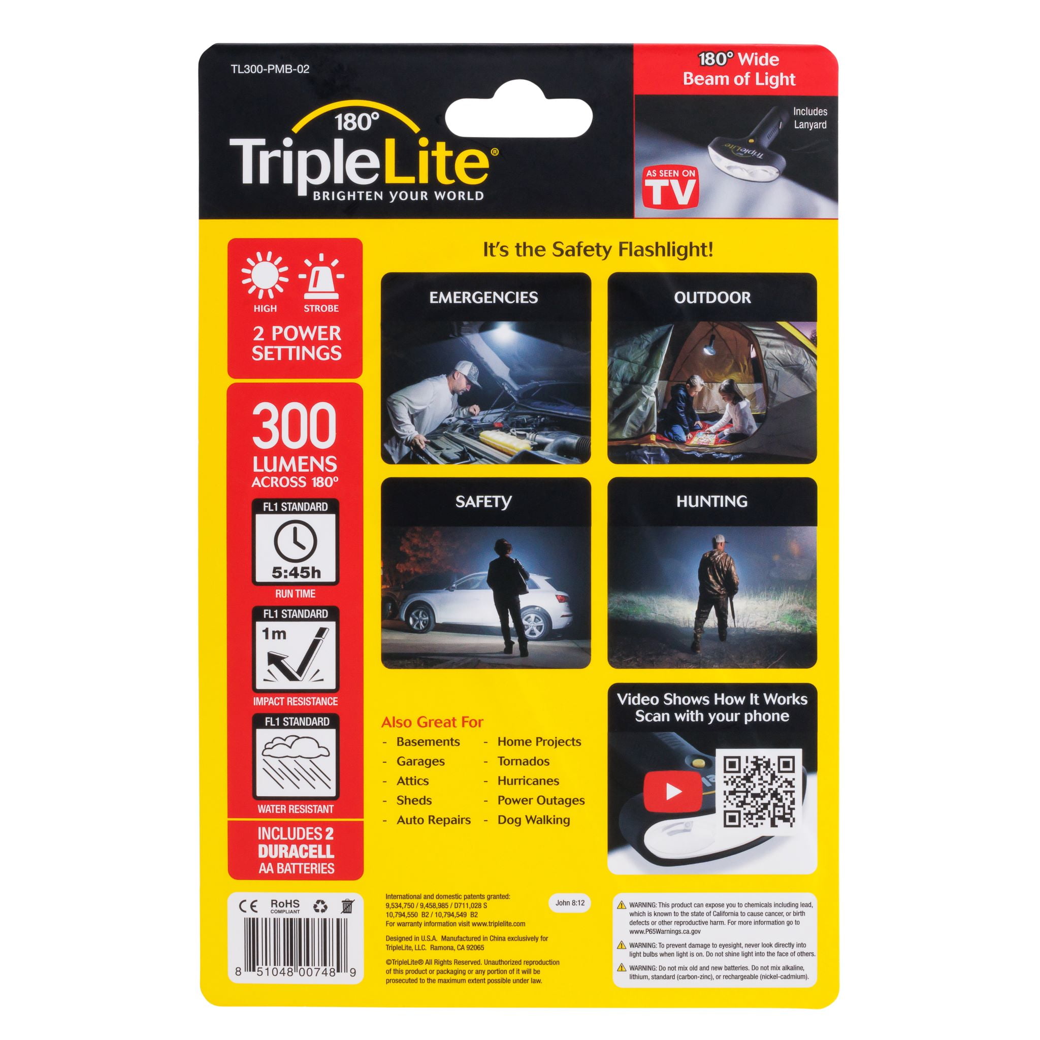 Triplelite 180° TL300 LED Strobe Flashlight with Lanyard