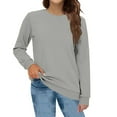 thumbnail image 2 of Womens Sweatshirts Fall Fashion 2025 Long Sleeve Tops Comfy Crewneck Casual Shirts Gray S, 2 of 6