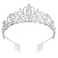 thumbnail image 1 of Didder Tiara de cristal plateado corona diadema princesa elegante corona con peines para mujeres niñas novia boda fiesta de cumpleaños, 1 of 5