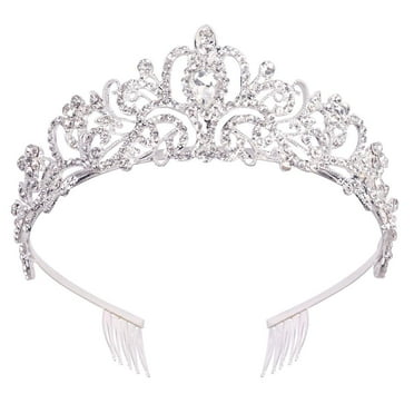 Bekayaa Elegant Silver Crown, 1PC, Crystal Tiara with Comb, Wedding/Prom