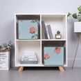 thumbnail image 3 of Collapsible Oxford Fabric Storage Cubes with Handles, Large Mid Foldable Oxford Cloth Bins Set of 2/6, Closet Organizers for Shelves Clothes Home Kitchen Toy - Rose Pattern-2, 3 of 7