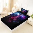 thumbnail image 4 of Homewish Sugar Skull Couple Twin Sheets,Happy Halloween Bedding,Pink Blue,3-Piece,1 Fitted Sheet and 1 Pillowcase, 4 of 6
