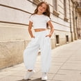 thumbnail image 2 of Girls Pants Kids Summer Beach Solid Casual Long Trousers Soft Breathable White 10-11 Years, 2 of 8