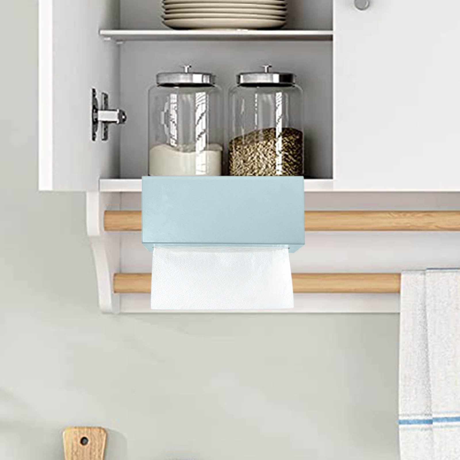 Under Cabinet Paper Towel Holder Dispenser Over The Door Kitchen Bathroom Rack No Drilling Storage Organizer
