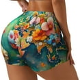 thumbnail image 2 of Kdxio Colorful World Map Print Workout Shorts for Women Seamless Soft Smooth Gym Yoga Scrunch Active Shorts, 2 of 5