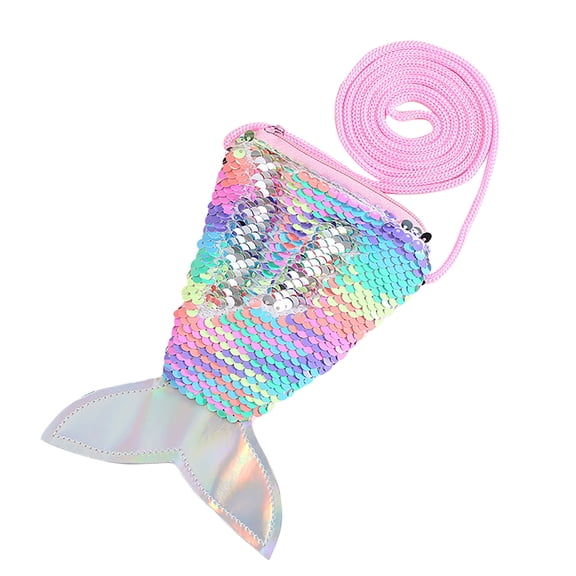 Odeerbi Crossbody Bags for Women Sequins Children Coin Purses Handbags Zipper Wallets Cute Pouch Key Packet Pink