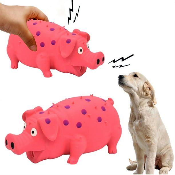 Juguete de goma para perros NikouMX con forma de cerdo interactivo con sonido