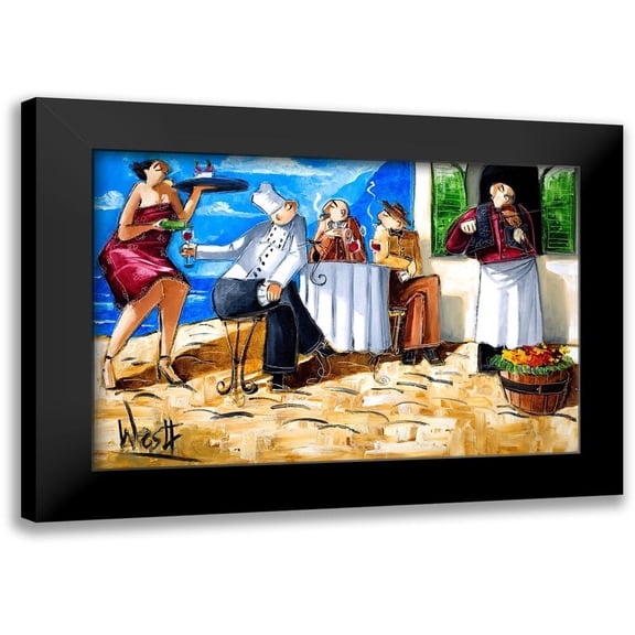 West, Ronald 14x11 Black Modern Framed Museum Art Print Titled - Poker at Cafe de Vinci