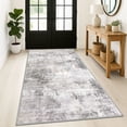 thumbnail image 2 of iOhouze Washable Area Rug 4x6 Ft Abstract Rugs for Entryway Non Slip Small Living Room Rugs Printed Faux Wool Throw Rug, Floor Carpet for Kitchen Playroom, Ash Grey/Beige, 2 of 9