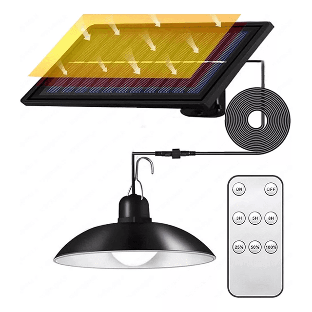 Luz Solar Interior/exterior Impermeable A Remote negro