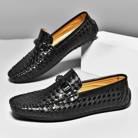 

DONGGTGDZ Lightweight Men‘s Round Toe Loafer Shoes - Stylish Non-slip Slip On Leather Dress Shoes for Business Meeting and Outdoor Walking