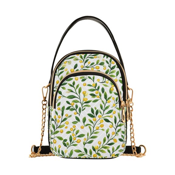 FORMRS Crossbody Bag for Women Quilted Travel Shoulder Cell Phone Purse with Chain Strap Handbag, Olive Leaf