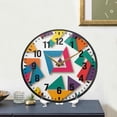 thumbnail image 4 of Yayeee Wall Clock Battery Operated 9.5" Silent Quartz Non-Ticking for Living Room Decor, Purple Triangles, 4 of 8