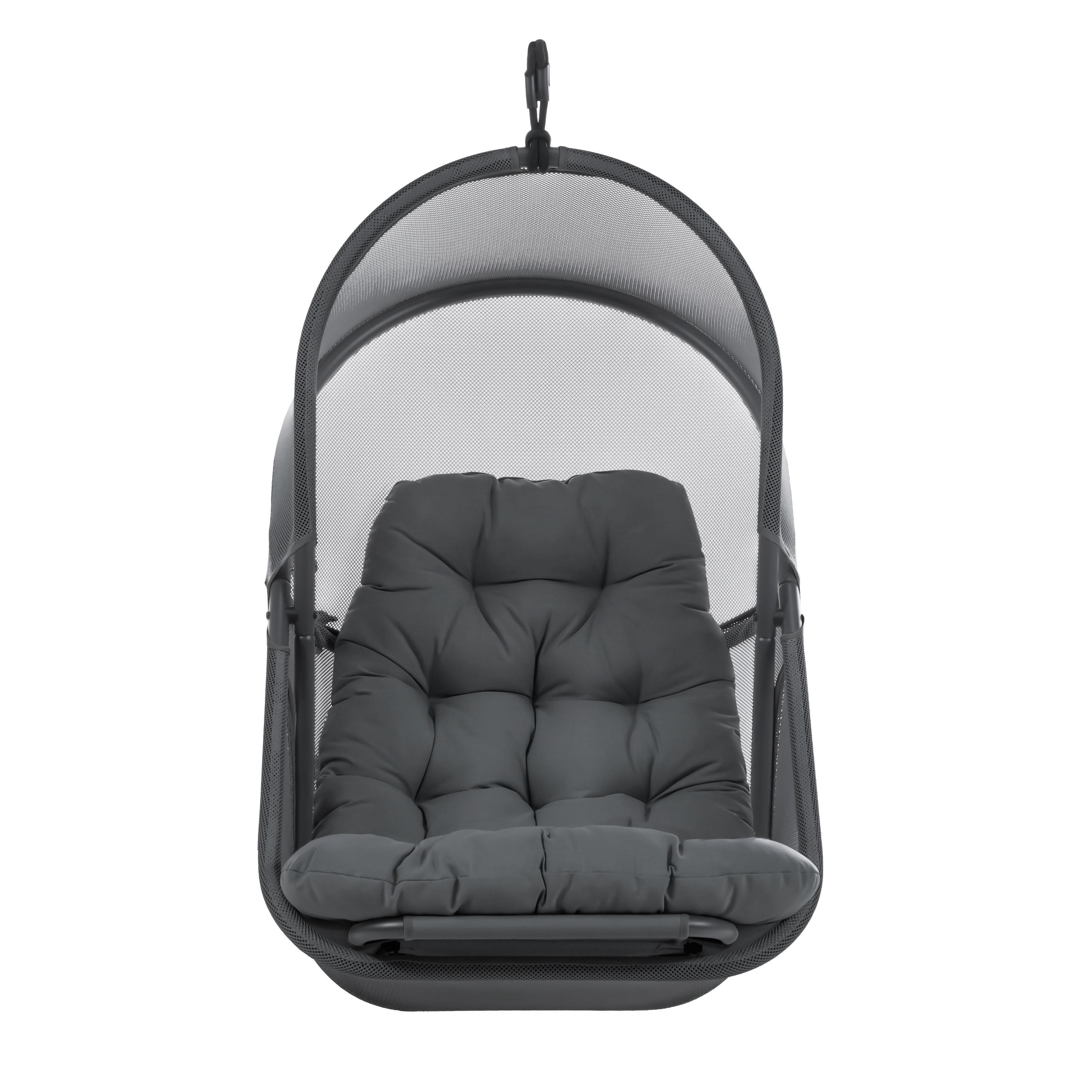 Furniture of America Drift UV-Resistant Patio Foldable Porch Swing Chair with Cushion, Dark Gray