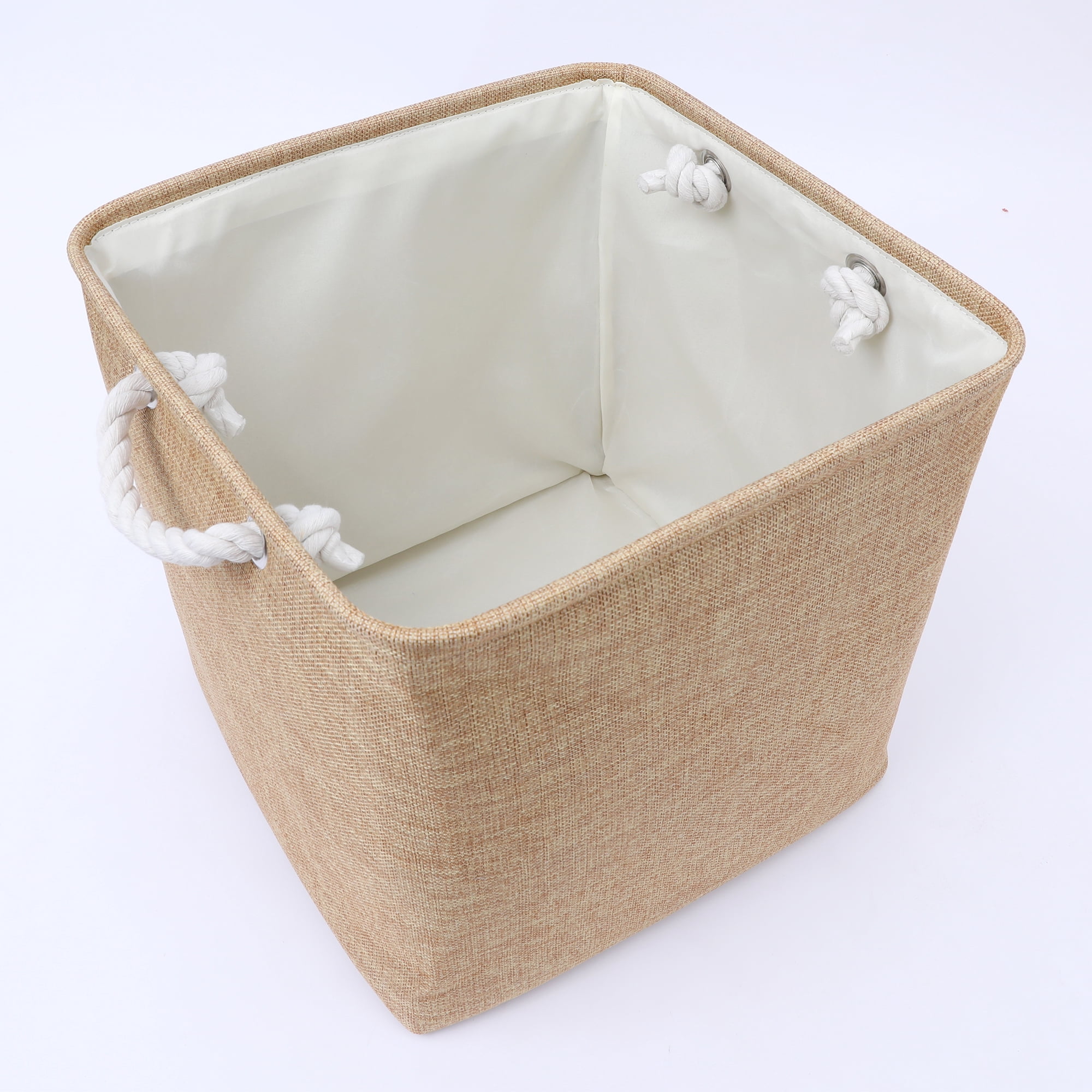 Unique Bargains 13 Inch Square Fabric Collapsible Storage Basket Bin with Handle Brown