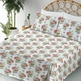 thumbnail image 3 of Ambesonne Calavera Fitted & Flat Sheet with Shams 4 Pcs Set, Day of the Dead Skull Rose, Full, Seafoam Cream and Coral, 3 of 5