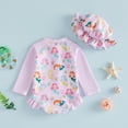 thumbnail image 5 of MEZZALL Summer 2Pcs Baby Girls Swimsuit Set Cartoon Girl Print Crew Neck Long Sleeve Rash Guard Swimwear And Sun Hat Boho Beachwear, 5 of 8