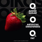 Oikos Triple Zero 15g Protein, 0g Added Sugar, Fat Free Strawberry Greek Yogurt Cup, 5.3 oz
